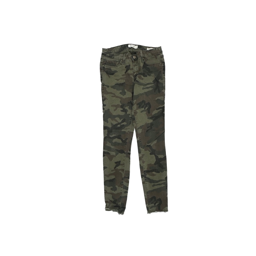 Jessica Simpson Kiss Me Super Skinny Jeans Womens 28 Green Camo Raw Hem